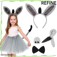REFINEMENT 4PCS Donkey Costume Set, Tail Nose Animal Donkey Headband, Fashion Funny Bow Tie Donkey E