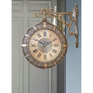 歐式復古客廳靜音雙面鐘個性美式奢華兩面掛鐘工藝術創意時鐘掛表
