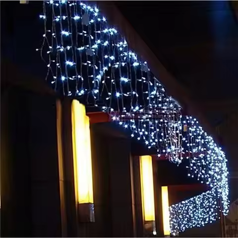 5M Christmas Garland LED Curtain Icicle String Lights Droop 0.4-0.6m AC 220V Garden Street Outdoor D