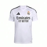 Áo bóng đá thể thao tay ngắn mềm mại in họa tiết Real Madrid Fan Edition dành cho nam màu trắng JJ19