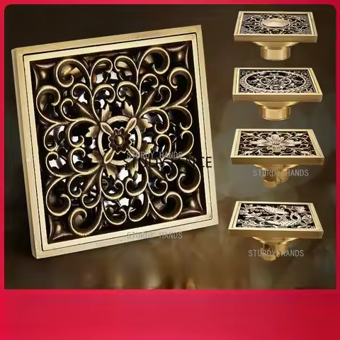 1pc Antique Square Metal Floor Drain Odorous Floor Drain Toilet/Kitchen/Bathroom Floor Drain Househo