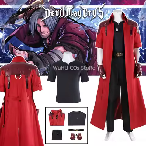 Anime Dante Devil May Cry Cosplay Coat Dante Cosplay Red Windbreaker Handsome Suit Halloween Wig Men