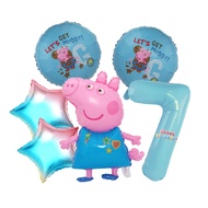 Hasbro | 6pcs Cartoon Peppa Pig Foil Balloon Set George Peppa Pig Child Boy Girl Birthday Party Deco