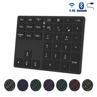 Tri-Mode Aluminum Numpad 7-Color LED Backlit, BT5.0/USB/2.4G Wireless Rechargeable Number Pad 35-Key