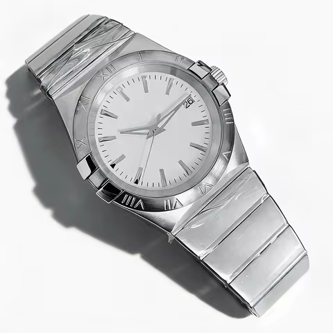 40mm NoLogo NH35 Claws Halfmoons Watch Case Roman Engraved Bezel For Seiko Omega Constellation NH35 