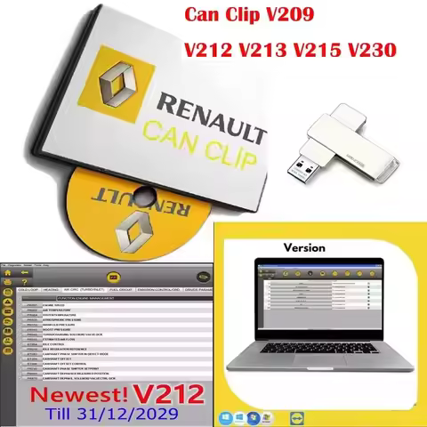 Latest Software V212 For Renault Can Clip Diagnostic Interface+Reprog V191+Pin Extractor V2+Dialogys