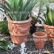 High Embossed Pot Bucket Pot Red Pottery Pot High Pot Pastoral Large Mouth Pot Pottery Pot Roman Pot