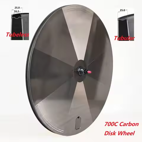 700C Carbon Track Triathlon Fixed Gear Disc Wheels Ultralight 880g Tubeless Tubular 25mm Width For T