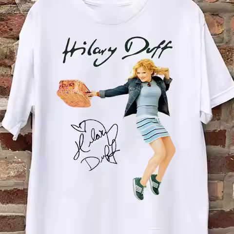 New Hilary Duff Signature White All Size S 3Xl T Shirt