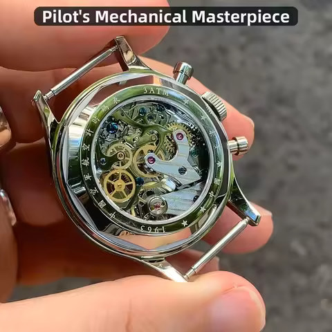 Seagull 1963 International Edition Men's Mechanical Watch Pilot Clock ST1901 Retro Chronograph Wrist