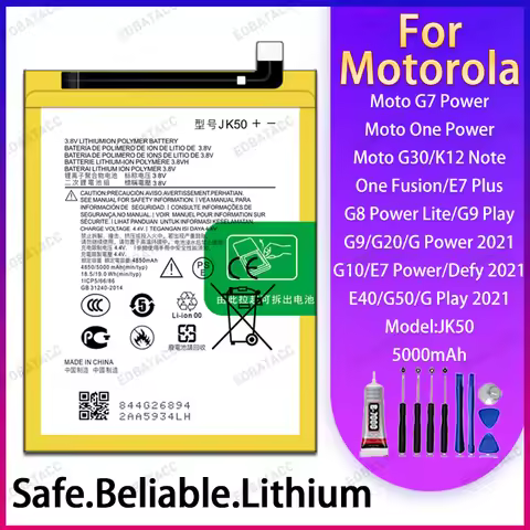 100% Brand New JK50 Battery For Motorola Moto G7 Power/One Power/G50/G20/G9/G30/K12 Note Large capac