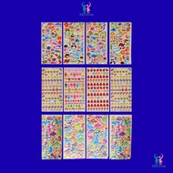 Set of 12 3D embossed stickers for children - many cute patterns, animals, dinosaurs, seas, funny ca