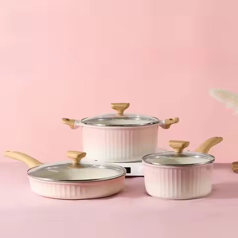 Induction and Gas Stove Pan Set Non-Stick Frying Pan Stir Fry Pan Wok 3-Piece Kitchen Collection for