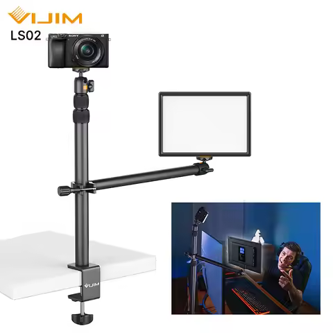 VIJIM LS02 Desk Mount Stand C-clamp Mount Light Stand Aluminum Light Bracket with 360° Rotatable Bal