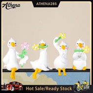 Athena➤Resin Duck Decor for Desk Car Dashboard TV Monitor, Mini Duck Figurine, Cute Duck Holding Flo