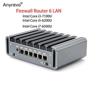 Fanless 6x Gigabit LANs Intel Core i3-7100U/i3-8130U/6-port gigabit soft router Firewall mini PC Fan
