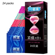 MingLiu Condom 24 Pcs 4 Types Spiral Small Size Silicone Condoms For Oral Sex Dots Pleasure Condom F