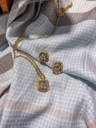 Nina Ricci 方圓 經典logo套組 耳環項鍊－歐美古董首飾 Vintage