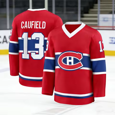 2026 Retro Style Ice Hockey Jersey Red Navy White C&H Logo 3D HD Print Breathable Athletic Fan Shirt