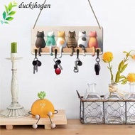 DUCKIHOGAN Cat Key Hook, Wood Metal Cats Key Organizer,  Cartoon Cat Silhouette Key Hook Home Wall
