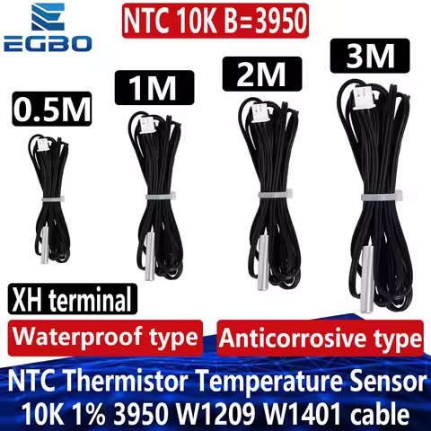 1~10PCS 50CM 100CM 200CM 300CM 0.5M 1M 2M 3M NTC Thermistor Temperature Sensor Waterproof Probe Wire