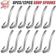 6PCS 12PCS hick Heavy-weight Soup Spoons, Stainless Steel Soup Spoons Mirror Polished Table Spoons
