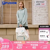 FILA FUSION斐乐潮牌背包情侣款秋季款女大容量电脑包男包 米白-IV XS