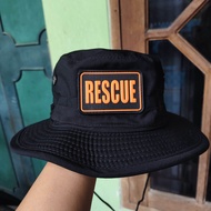 topi rimna hitam lingkar full kawat free patch rubber RESCUE BPBD bahan ripstop outdoor new produk