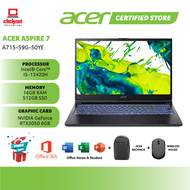 ACER ASPIRE 7 A715-59G-50YE ( I5-13420H 16GB RAM 512GB SSD RTX3050_6GB15.6 FHD 144Hz BLACK- W11 HS+M
