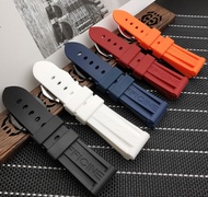 สายนาฬิกาสายนาฬิกาข้อมือยางซิลิโคน22มม. 24มม. 26มม. สีดำน้ำเงินแดงส้มสีขาวสายนาฬิกาข้อมือสำหรับ Pane