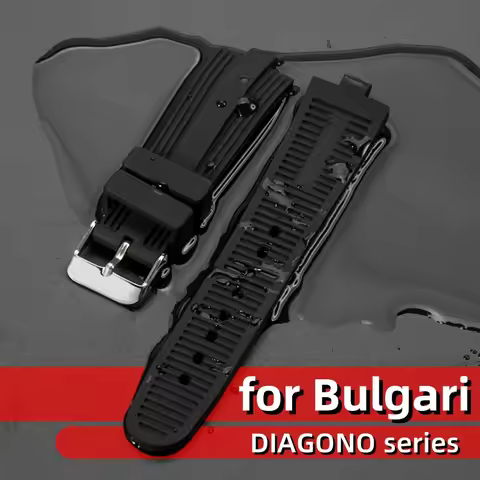 For Bvlgari DIAGONO Silicone Rubber Waterproof Pin Needle buckle Watchband Watch Strap Bracelet Man 