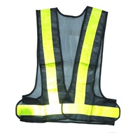 Safety Vest with V-Shape Reflective Strip and Black Fabric Model 716 Black