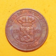 Uang  kuno coin  Nederlandsch Indie   2,5 sen  thn.  1902