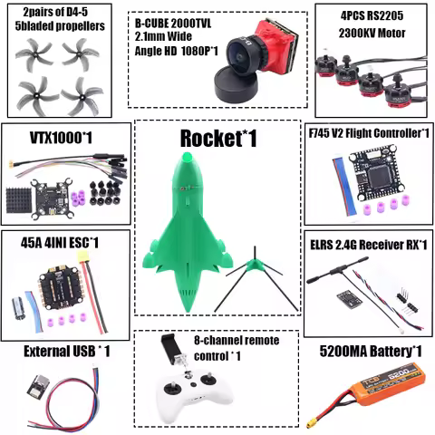 B-CUBE Rocket 5inch FPV Drone Frame Kit Carbon Fiber Racing Drone Quadcopter Freestyle INAV Beatflig