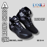 ROADRACE DRAG TOURING BIKERS QNR RACING SHOES BLACK GREY RACING SHOES