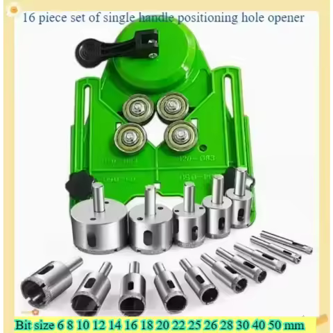 Diamond Hole Saw Kit with Double Suction Cups Hole Saw Guide Jig Fixture From Hollow Drill Hole Saw 