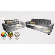 Harga Termurah Percuma 1 Bangku Sofa Baldu Kelabu 2 Seater 3 Seater 2+3 Seater