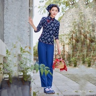 New Style Village Girl Costume Female Floral Clothes Tea Picking Dance Costume Country Style Nostalg