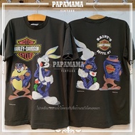 [100% Cotton] Harley davidson x Taz mania looneytunes   เสื้อวินเทจ เสื้อการ์ตูน papamama vintage sh