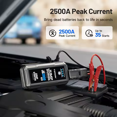 TOPDON JS2000PRO 2500A Jump Starter 12V Power Bank Car Starting Device 16000Mah For 8.0L/6.0L Emerge