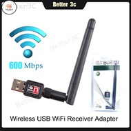 FS 【Better 3C】Wireless USB 600Mbps WiFi Receiver Adapter 2.4Ghz for Desktop Wireless Antenna Adapter