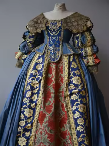 15th Century Tudor Elizabethan Italian Renaissance Blue Borgia Dress Vintage Royal Court Ball Gown C