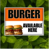 Burger Sign – Laminated Food Store Signage (A4/A5 Size) | Carinderia, Snack Bar & Fast Food Poster