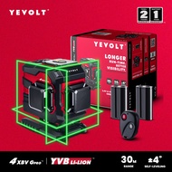 YEVOLT YVGLL4XS12TDP เครื่องวัดระดับเลเซอร์ 3 ระนาบ เครื่องมือวัดระดับด้วยตนเองของลำแสงสีเขียว 3D 12