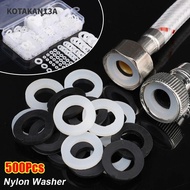 KOTAKAN13A 500Pcs Nylon Washer, M2-M10 8 Sizes Plane Spacer, Flat Seals O Ring Assortment Kit Black 
