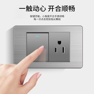 Taiwan Type 118 Wall Household Switch Gray Stainless Steel Brushed Switch Socket 15A American Standa