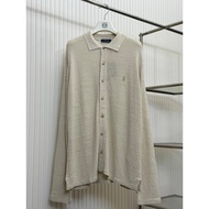 [Correct Version] Ra1 Chest Embroidered Brand Logo Logo Lapel Single-Breasted Long-Sleeved Linen Swe