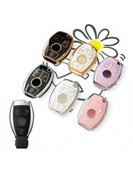 Soft TPU Car Remote Key Cover, Fits Mercedes Benz C Class 3 Button Smart Key, GLA200, G300, G350, GL
