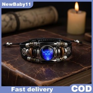 NY Astrology Luminous Leather Bracelet Multi Layer Beads Zodiac Charm Jewelry Gift for Teens Celebra