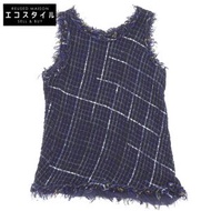 Chanel, Excellent Condition, Tweed Sleeveless Top, Navy, Size 34, P55936 V42198, Women's